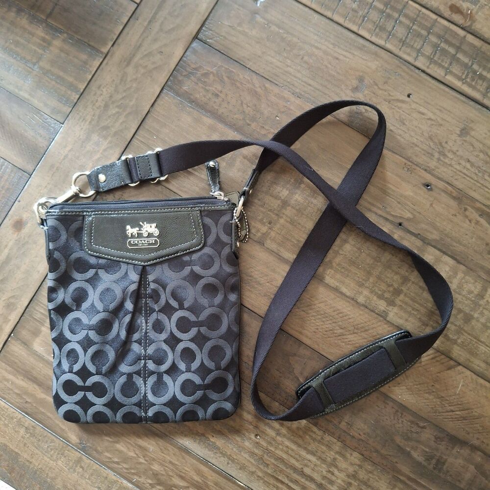 Coach Monogram Madison File Crossbody Bag Black Gorgeous!